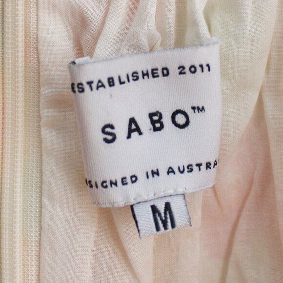 SABO Enga Dress Sunny Floral Orange Bust Cutout Puff Sleeve Mini Dess SZ Medium - Picture 5 of 8